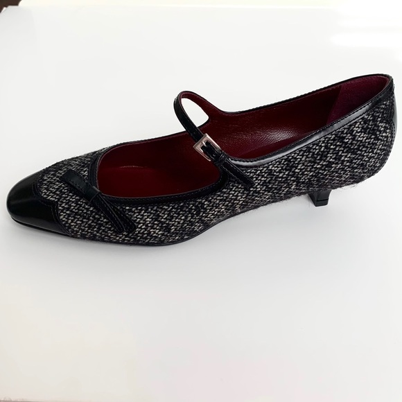 PRADA Black & White Tweed Maryjane Pumps - Picture 2 of 7